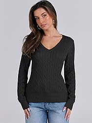 ANRABESS Womens Long Sleeve Cable Knit Sweater 2025