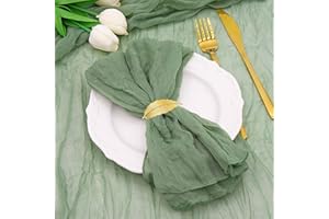 Green Napkins Set of 12 Cheesecloth Napkins Easter Gauze Boho Cloth Dinner Table Napkin Bulk 21x21'' for Wedding Bridal Baby 