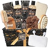 Fathers Day Christmas gift for Men Dad Bath Perfume Gift Set, 14 Pcs Spa Basket with Classic Perfume kit, Personal Self Care Shaving Kit Relax Included Scubber, Beard Oil, Bath Pillow, Valentines Day