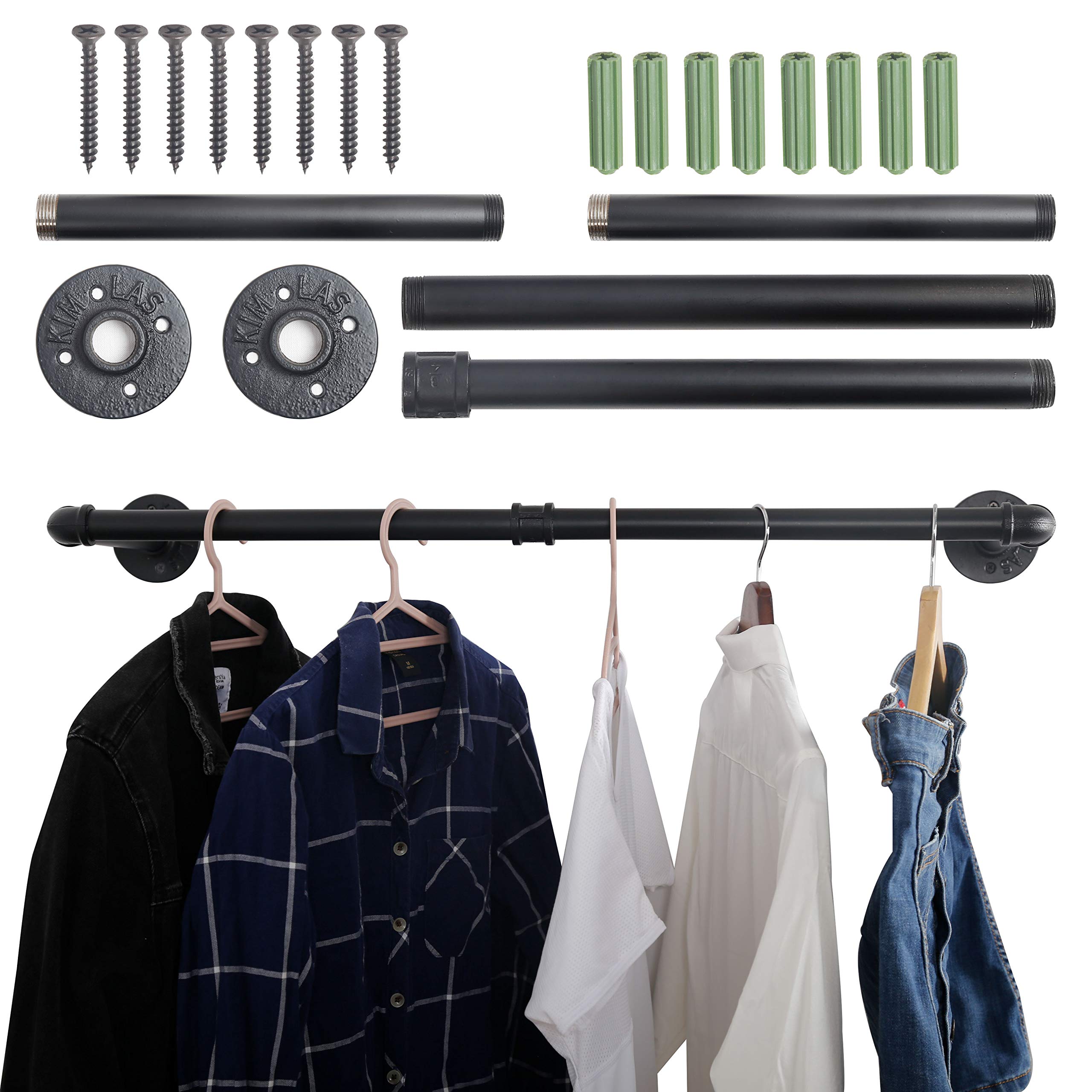 Buy WEBI Clothing Rack Wall ,32'' Industrial Pipe Clothes Rack for ...