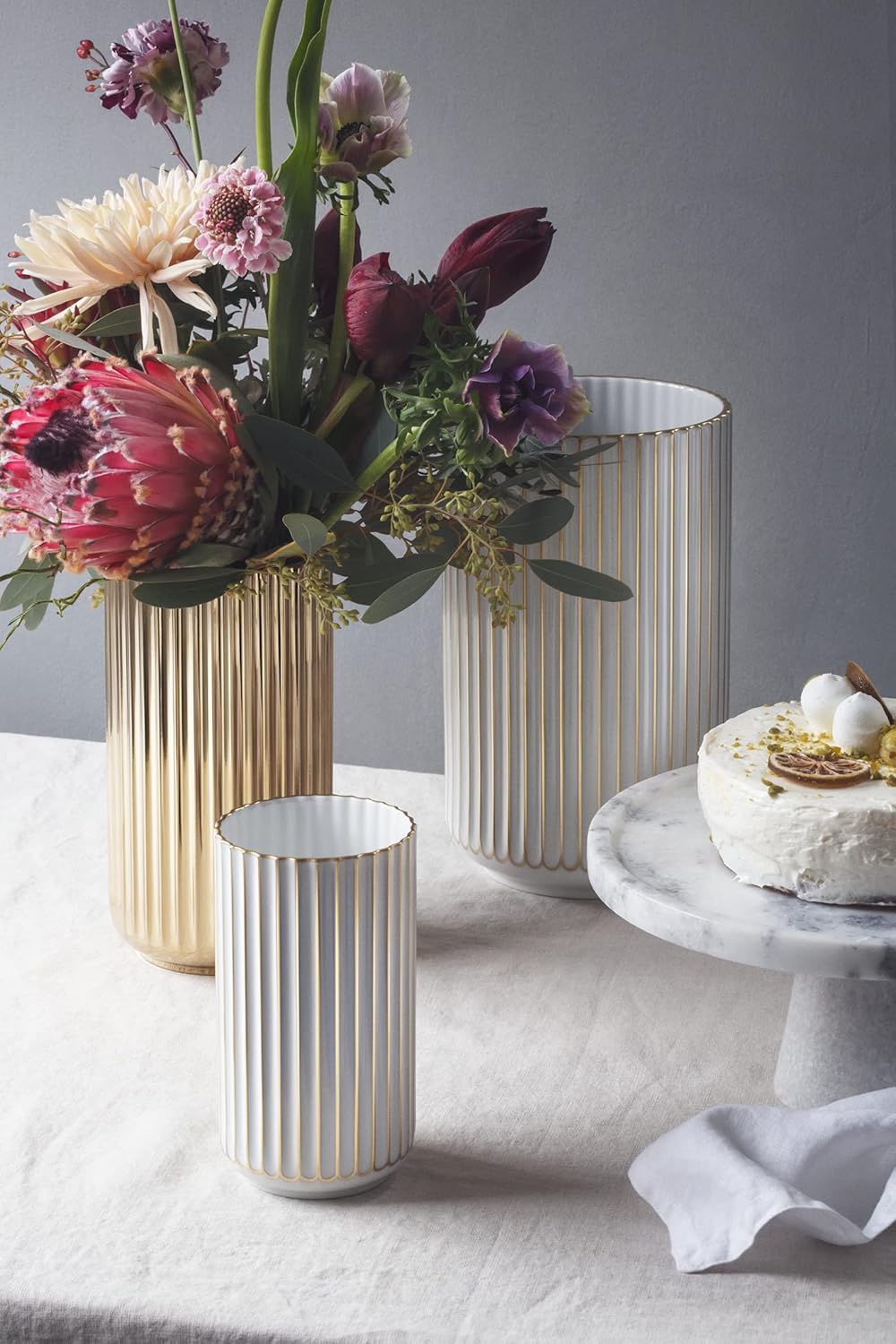 Amazon Com Lyngby Porcelaen Vase Gold 11x11x21 Home Kitchen