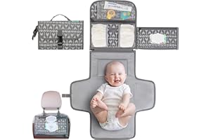 Kopi Baby Portable Diaper Changing Pad - Baby Diaper Changer Travel Bag with Wipes Pocket, Smart Design Portable Changing Mat, Infant Travel Station Kit, Gift for Newborn Girl & Boy - Premium