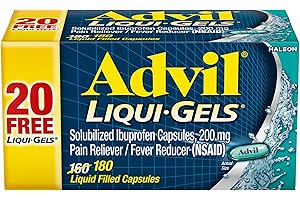Advil Liqui-Gels Pain Reliever and Fever Reducer, Pain Medicine for Adults with Ibuprofen 200mg for Headache, Backache, Menstrual Pain and Joint Pain Relief - 180 Liquid Filled Capsules
