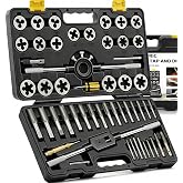 KJE 52PCS Large SAE Tap and Die Set, Jumbo Tap &amp; Die Sets,Size 1/4"-20 to 1"-14, Thread Repair Kit with Rethreading Tools &amp; Thread Chasers, for Internal and External Threading