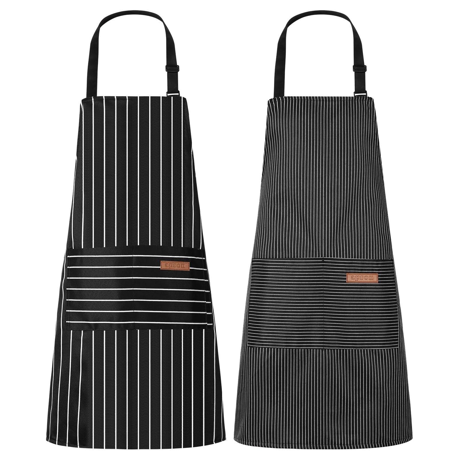Candcamp 2 Pack Unisex Adjustable Bib Apron with Pockets Cooking Kitchen Chef Women Men Aprons for Home Kitchen Restaurant Coffee House