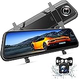 VanTop H609 Dual 1080P Mirror Dash Cam with 10" IPS Full Touch Screen w/Waterproof Backup Rear View Camera, Night Vision, Par