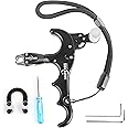 AMEYXGS Archery Bow Release for Compound Bows,Durable Aluminum 360° Rotate Caliper Thumb Release with D Loop Four Finger Release Adjustable Sensitivity Black Red Blue Colors