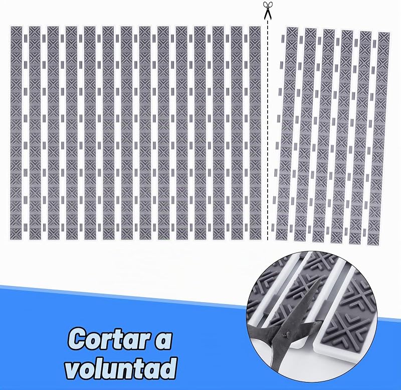 Tapete antiderrapante de casa de banho, 40x70 cm, tapete de duche antiderrapante em TPE, tapetes de massagem com ventosas e orifícios de drenagem, para casas de banho, duches e sanitas, cinzento