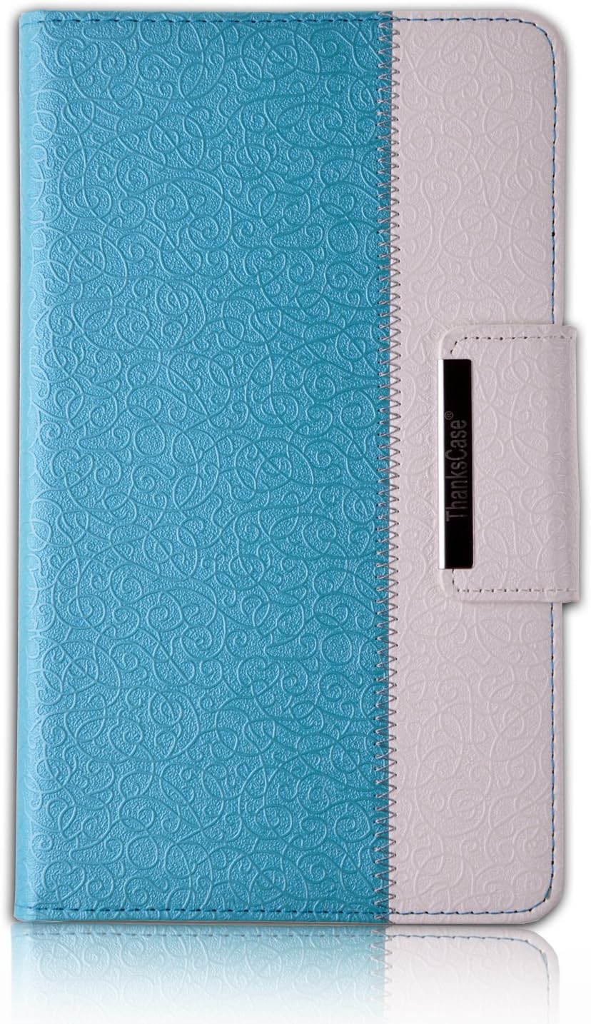 Thankscase Samsung Galaxy Tab S 8.4 Rotating Case with a Bonus Screen Protector, Cover with Hand Strap with Smart Cover Function,Slim Lightweight Wallet Case for Samsung Galaxy Tab S 8.4 .(Teal Blue)