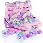 Runcinds Toddler Roller Skates for Girls Kids Boys, 4 Size Adjustable with Light Up Wheels