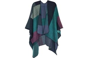 MissShorthair Women's Printed Shawl Wrap Fashionable Open Front Poncho Cape, Gift for Women