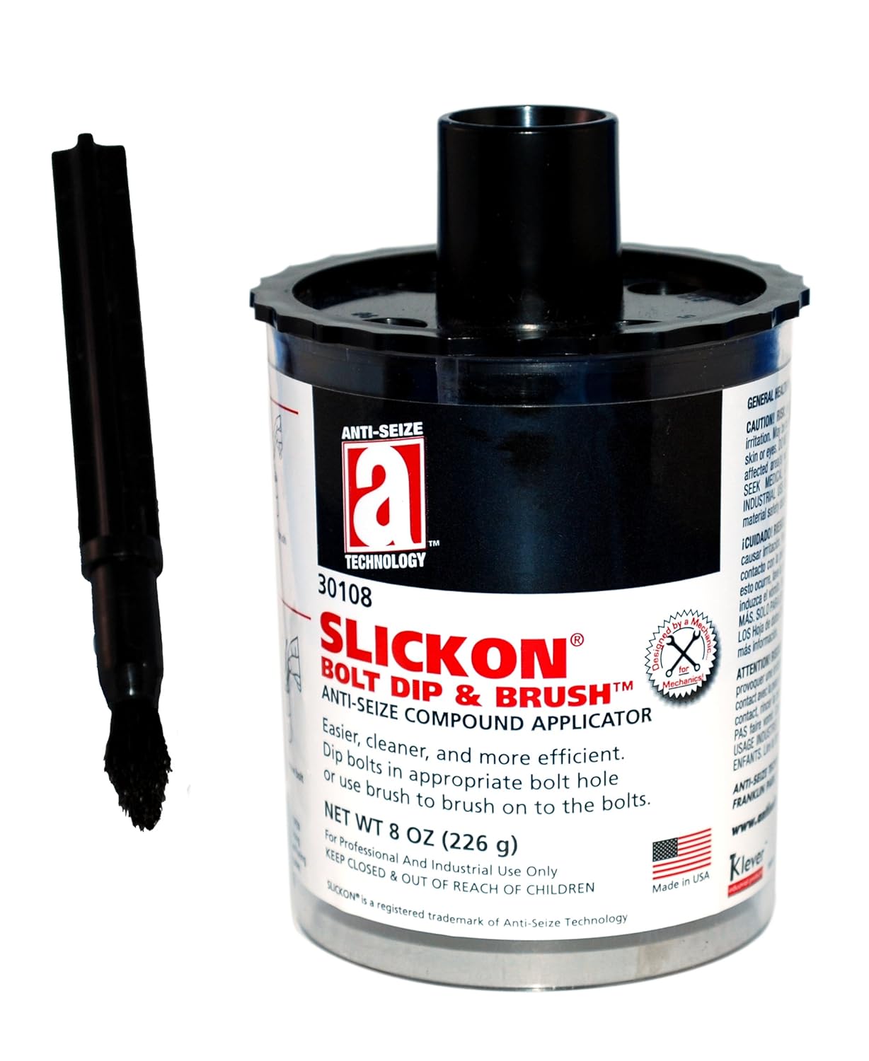 SLICKON 45338 Gray Bolt Dip and Brush AntiSeize Applicator, Filled