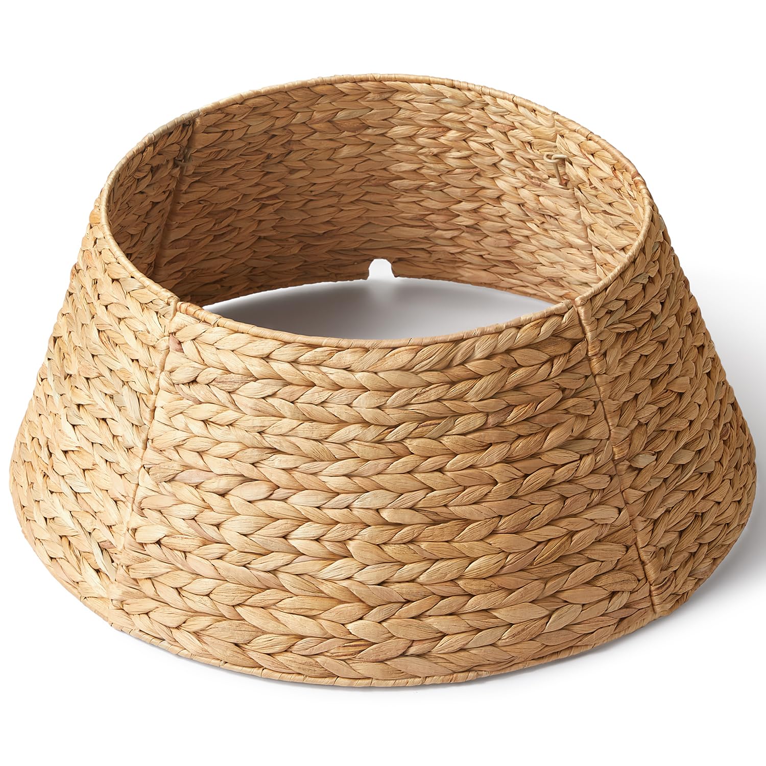Photo 1 of 24in Hyacinth Christmas Tree Collar - Woven Rattan Basket for Christmas Tree Base Cover, Holiday Decoration for 4ft 6ft 7.5ft Artificial Trees with Cord Cut-Out(Natural)