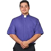 FOR HIS SERVICE Men's Tab Collar Clergy Shirt Short Sleeves