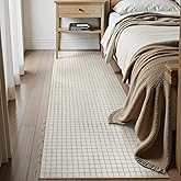 STARUIA Plaid Runner Rug Non Slip, 2x6 Washable Area Rugs Modern Neutral Runner Checkered Rug for Bedroom, Soft Low Pile Entryway Hall Carpet for Hallways Kitchen Laundry Living Room (Beige,2'x6')