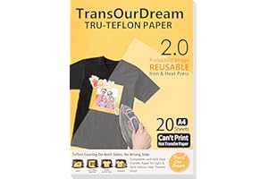 TransOurDream Matt Teflon Paper for T Shirt Heat Transfer (20 Sheets, A4) Non Stick Heat Transfer Reusable Teflon Sheets for Iron and Heat Press Machine (TRANS-020-20)