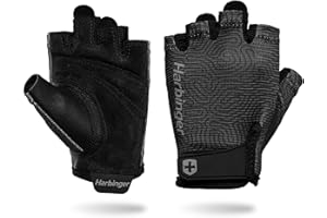 Harbinger Power Gloves 3.0 - Durable Half Finger Weightlifting Gloves with Adjustable Wrist Closure, Breathable Leather Palm, Small, Women's