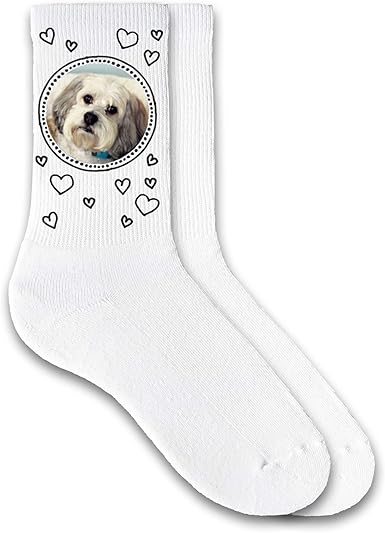 Amazon Com Print Your Pet S Photo On A Pair Of Custom Printed Socks Ladies Crew Socks Clothing