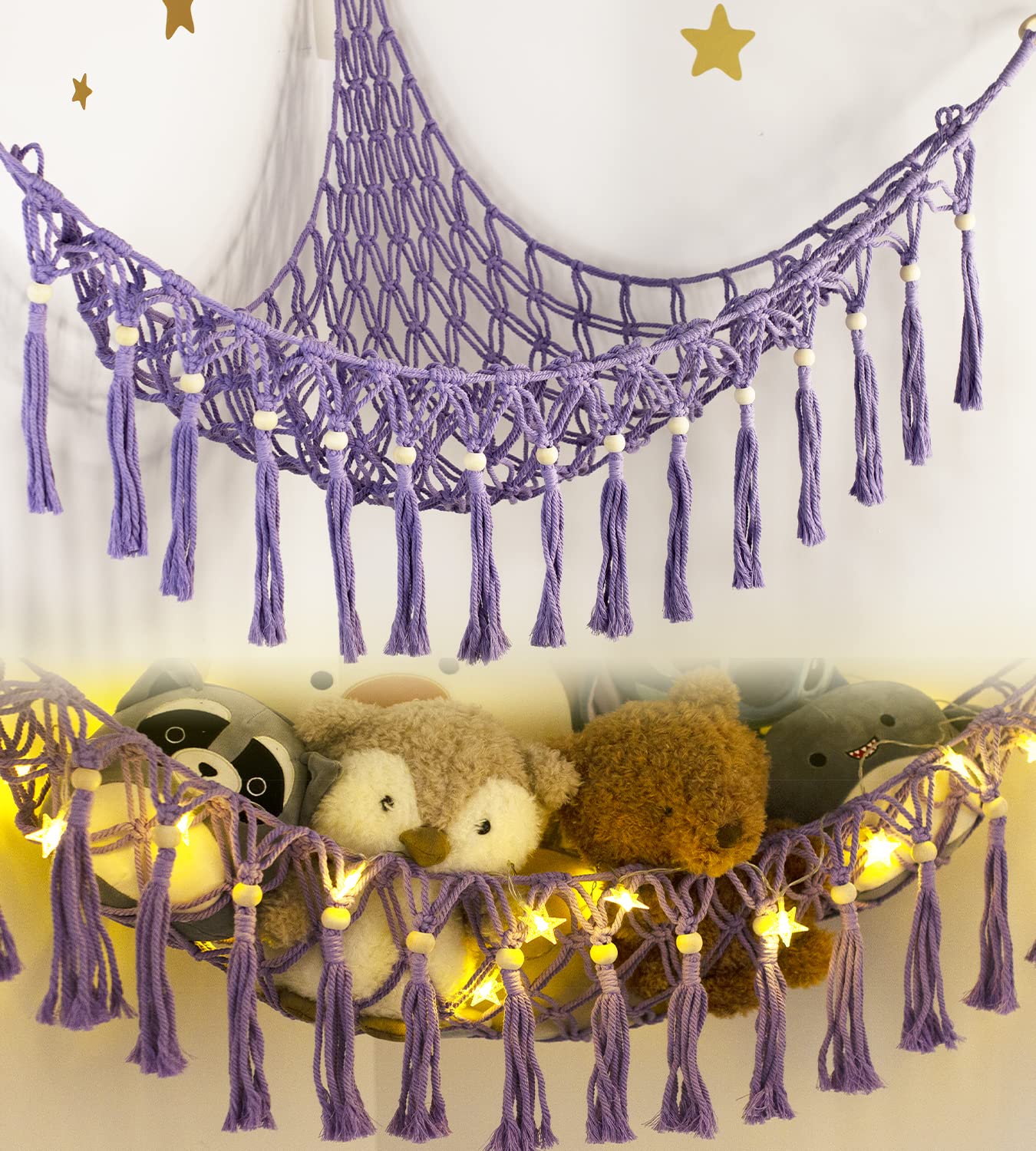 Teddy Hammock - Cuddly Toy Storage Hammock for Stuffed Animals X-Large- Soft Toy Storage Net Teddy Bear Storage - Purple Hanging Plushie Net Nursery Bedroom Accessories for Teen Girls Kids