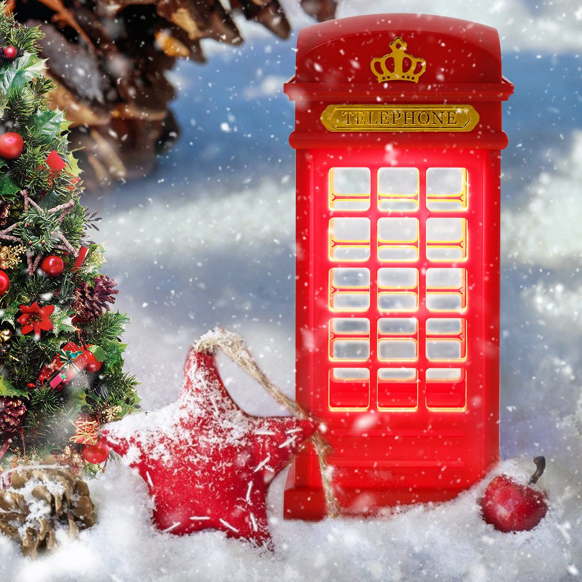 MECO Phone Box Night Light Touch Dimmable Bedside Lamp Night Lamp for Bedroom Decor Kid\'s Gift (Not Included Batteries)