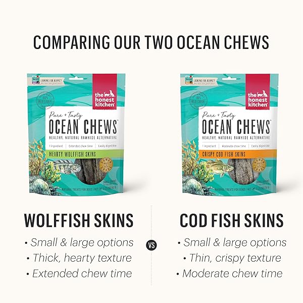 THE HONEST KITCHEN HUMAN GRADE OCEAN CHEWS™ HEARTY WOLFFISH SKINS DOG TREATS, 3.25 OZ (BEAMS™)