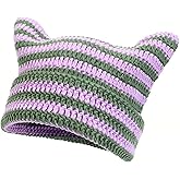 Crochet Hats for Women Cute Cat Ear Knitted Hat Soft Knit Hat Vintage Cuffed Slouchy Beanie for Women