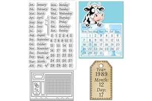 GLOBLELAND Matrices de découpe en silicone pour la fabrication de cartes - Calendrier vintage - Chiffres transparents - Pour 