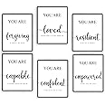 Inspirational Wall Art, Motivational Wall Art, Office Wall Decor, Wall Art For Bedroom and Living Room, Quotes Wall Art, Daily Positive Affirmations Posters (Set of 6, 8X10in Unframed)