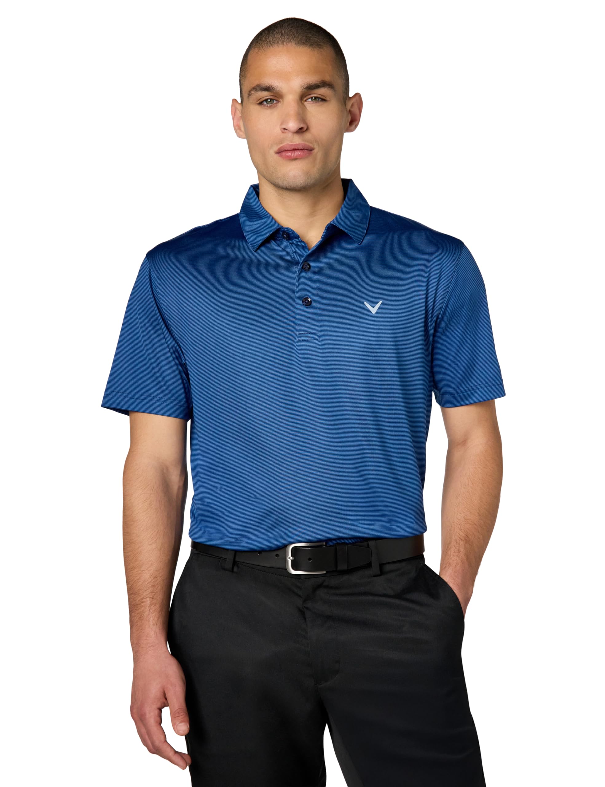 Callaway Men's Pro Spin Fine Line Short Sleeve Golf Shirt (Big & Tall and Regular), Peacoat, Medium Image