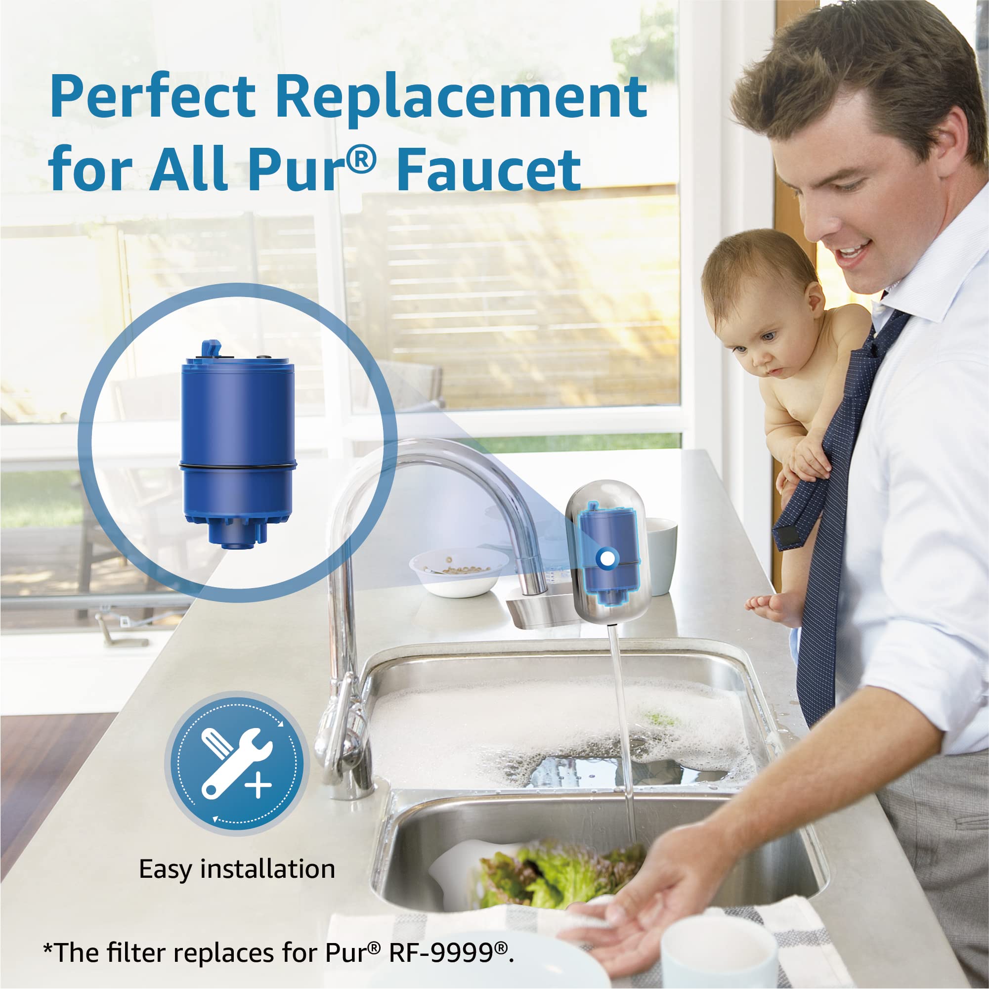 AQUA CREST NSF Certified Water Filter, Replacement for All PUR®, PUR®PLUS Faucet Filtration Systems, Pur® RF-9999® Faucet Water Filter (6 Count)