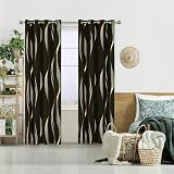 Deconovo Blackout Curtains 66x90 Inch Gold Wave Foil Pattern 2 Panels view 2