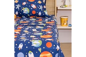 NIKKIPETER Nikki Peter 100% Cotton Kids Bedsheet Sets for Boys and Girls, Space Twin Sheets, Galaxy Twin Bedding, Easy Care Super Soft Sheets Set - OEKOTEX Certified
