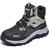 AUVYI Steel Toe Work Boots for Men - Wide Toe Slip Resistant Safety Indestructible Boots with Breathable Mesh, Industrial Construction Shoes for Warehouse & Outdoor