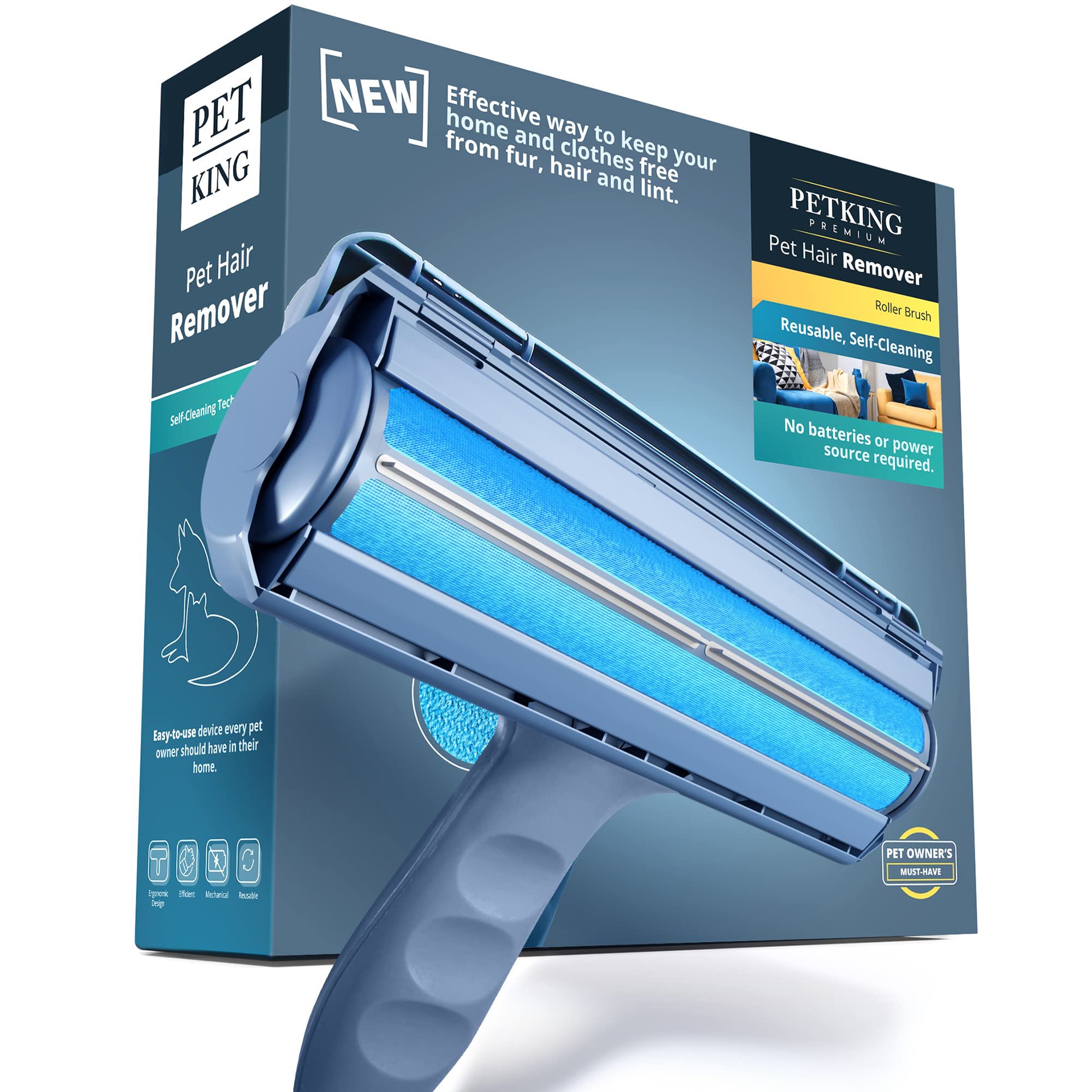 Pet Hair Remover Cat Dog Hair Remover Reusable Carpet Brush Pet Hair Roller Dog Cat Fur Collector for Furniture Carpet Self Cleaning Pet Fur Roller Brush Ergonomic Animal Hair Collector