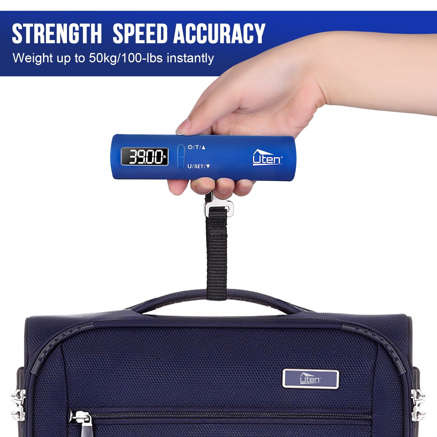 Luggage Scale Portable Hanging Digital Scale 110 lb/50 KG Capacity Backlit Scales With Tare Function Lightweight for Travel Airlines