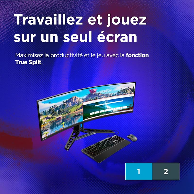 Legion R45w-30 - Écran Gaming 44.5'' DQHD (VA Panel, 165Hz, 1ms MPRT, HDMI+DP+USB-C, FreeSync Premium Pro, HDR4000, Haut-parleurs) Réglage en Inclinaison/Rotation/Hauteur - Noir