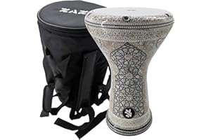 The 17" Zaza Percussion Egyptian Mother of Pearl Darbuka Doumbek (Magic Shield)