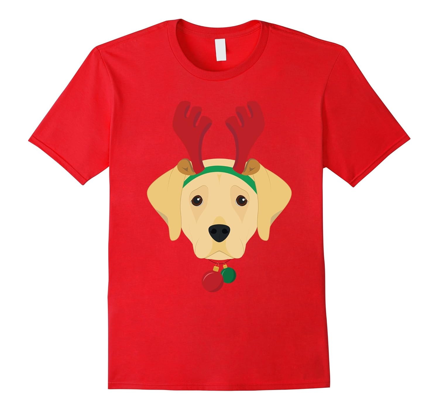 Labrador Retriever Dog With Reindeer Horns Funny Xmas Tshirt-ANZ