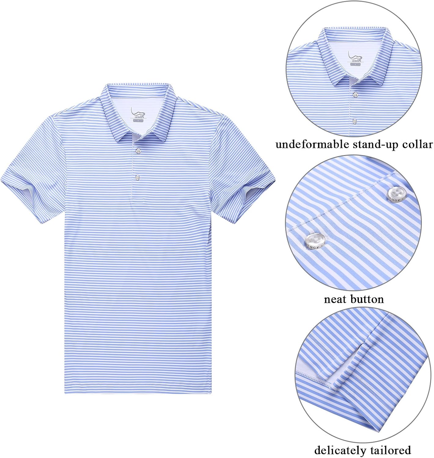 EAGEGOF Regular Fit Men's Shirt Stretch Tech Performance Golf Polo Shirt Short Sleeve: Clothing