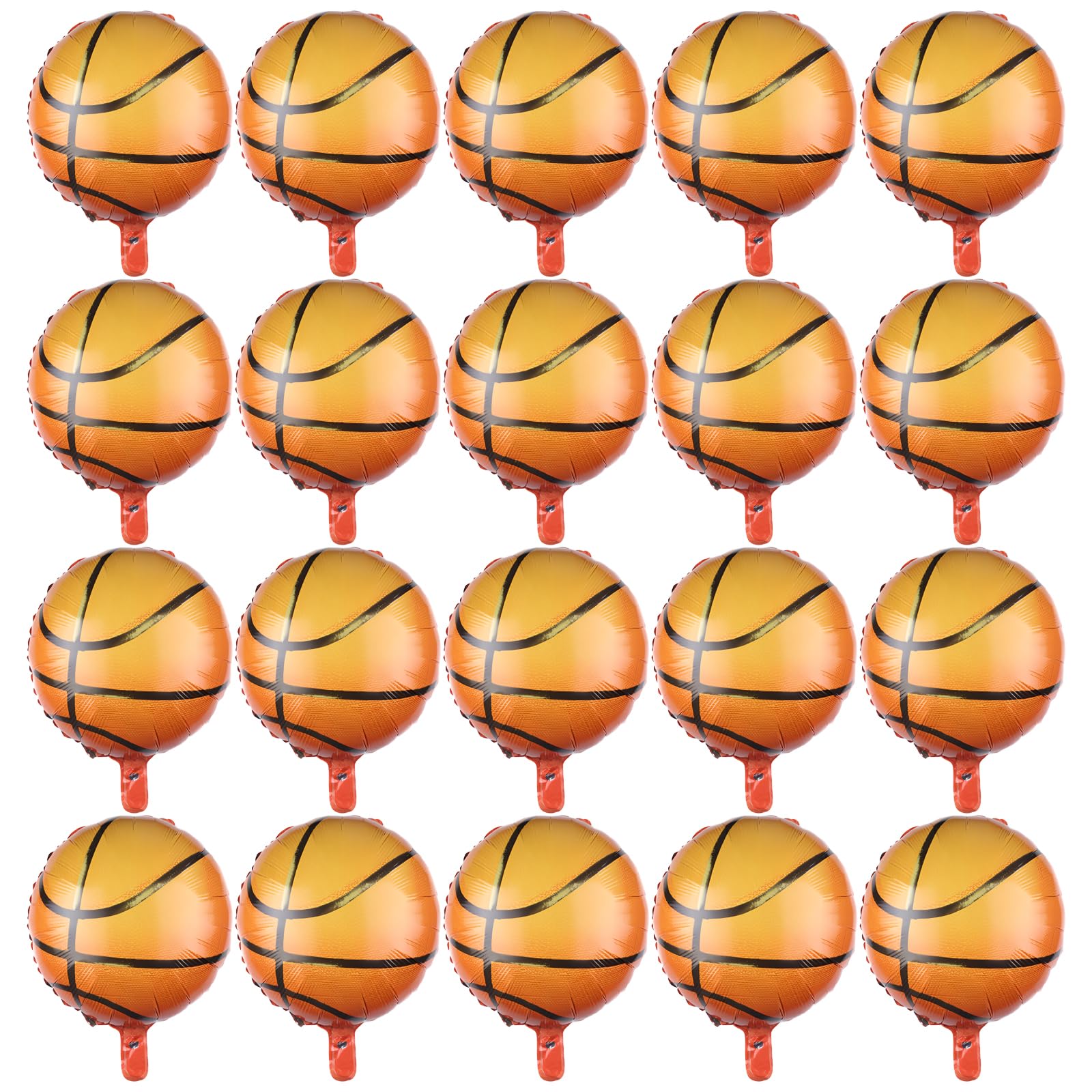BIEUFBJI 20 Pack Mylar Basketball Balloons - 18 Inch Aluminum Foil Balloons for Sport & Birthday Party Decoration