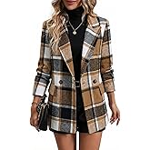Mina Self Women's 2026 Spring Plaid Houndstooth Blazer Jacket - Fully Lined Button Lapel Casual Work Office Suit with Pockets