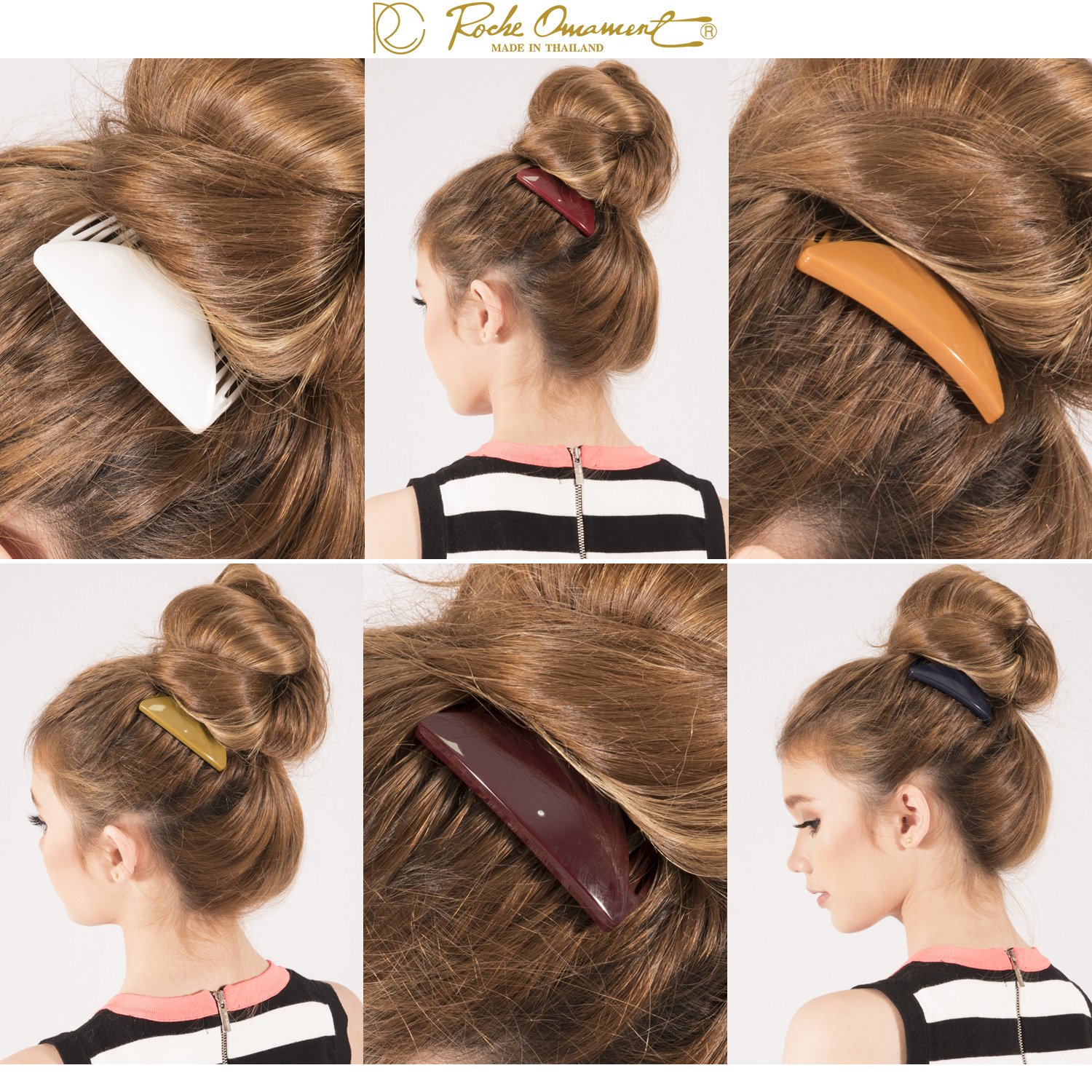 RC ROCHE ORNAMENT 6 Pcs Womens Hair Side Slide Comb Wide Teeth Plastic Strong Solid Plain Bridal Pin Fashion Ladies Girl Clamp Styling Accessories Clip, Large Classic Multicolor : Beauty