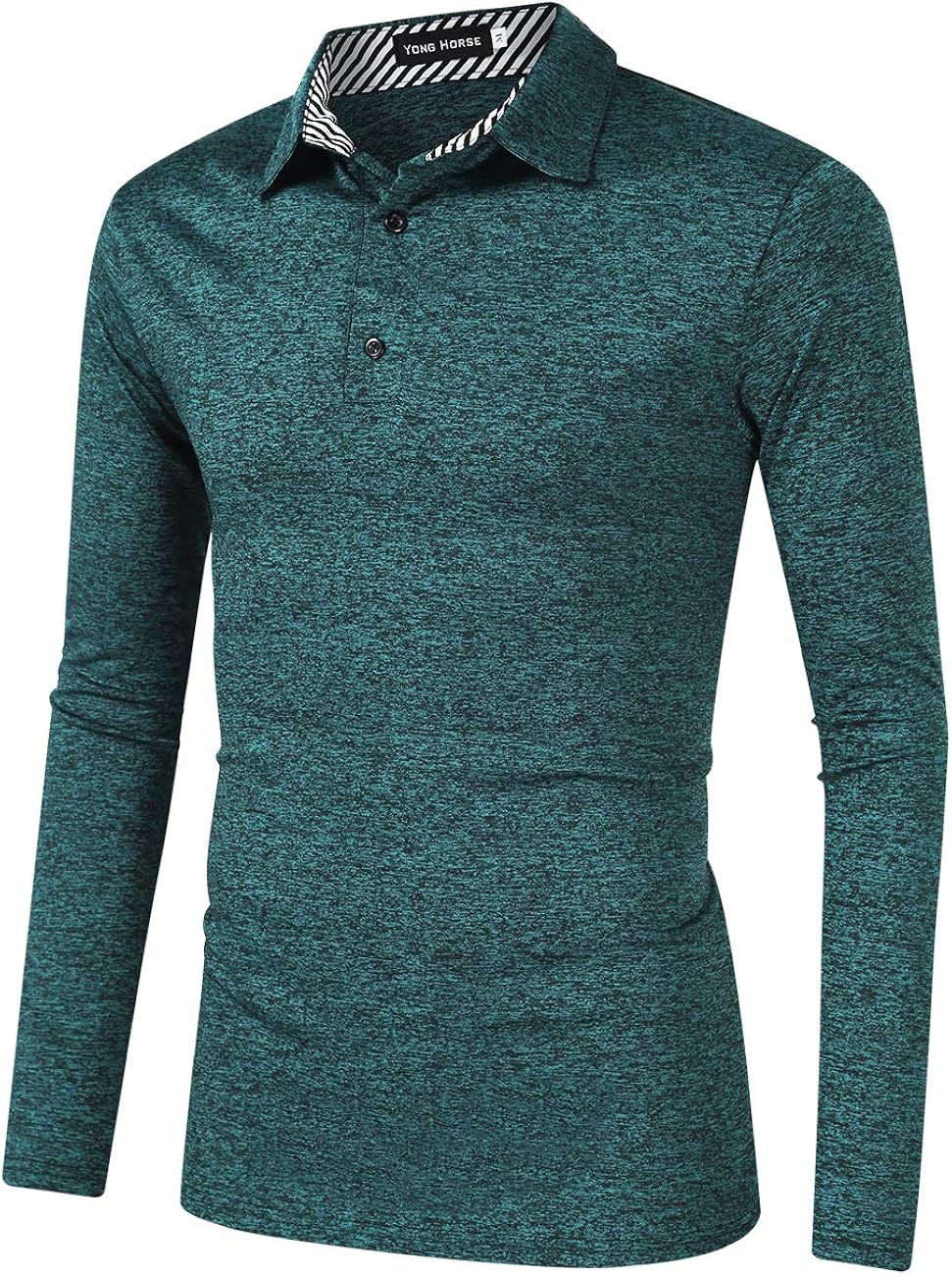 black long sleeve polo shirt with red horse