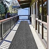 Runner Rug 2 ft x 6 ft Indoor/Outdoor Low Profile, Hallway, Kitchen, Patio, Deck Area, RV, Entryway, Garage, with Non-Slip Rubber Backing, Gray with Black Stripe, Custom