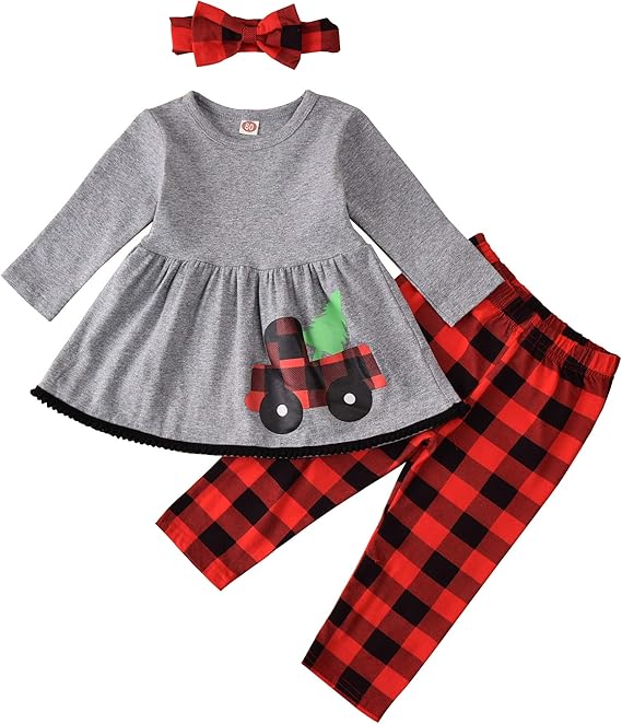 Amazon Co Jp 幼児 子供 ベビー 女の子 クリスマス衣装 長袖トップドレス ブラウス ロングパンツ パジャマ クリスマス服セット Us サイズ 12 18 Months カラー グレー 服 ファッション小物