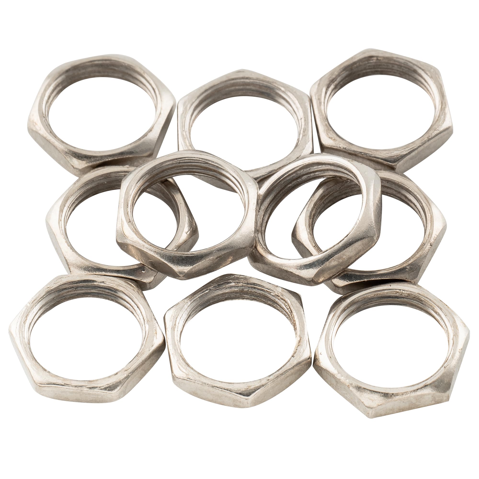 Musiclily Pro M12x1 Switch Mounting Hex Nuts for Metric LP/Box Style Pickup Selector Toggle Switch, Nickel (Set of 10)
