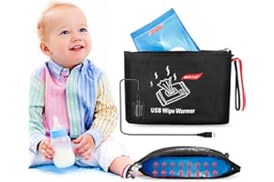 S SUNSBELL Baby Wipe Warmer, Wipes Dispenser Sunsbell Portable Car Wipes Heater Warmer Baby Wipes Thermostat Heating Bag 9.4 * 6.3Inch DC 12V+USB Home Car Dual-use Baby Wet Wipes Warmer