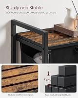 VASAGLE 2 Compartments Laundry Basket with Shelves Brown/Black Oxford Cloth view 5