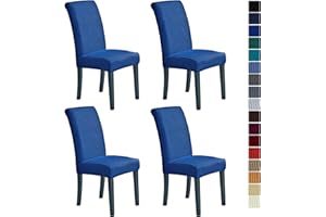 Howhic Stretch Chair Covers for Dining Room Set of 4, Removable Washable Dining Room Chair Covers, Dining Chair Slipcovers Seat Protector, Great for Home Decor and Banquet (Classic Blue, 4 Pack)