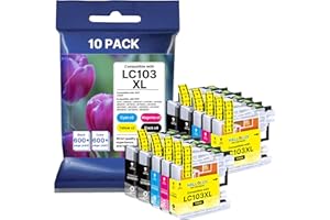 LC103XL Ink Cartridges 10 Pack Compatible Replacement for LC103 Ink Cartridges LC101 XL LC103 XL Work with MFC-J450DW, MFC-J4